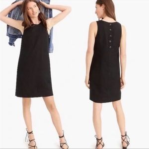 J. Crew Black Linen Button Back Shift Dress Size xxs NWT